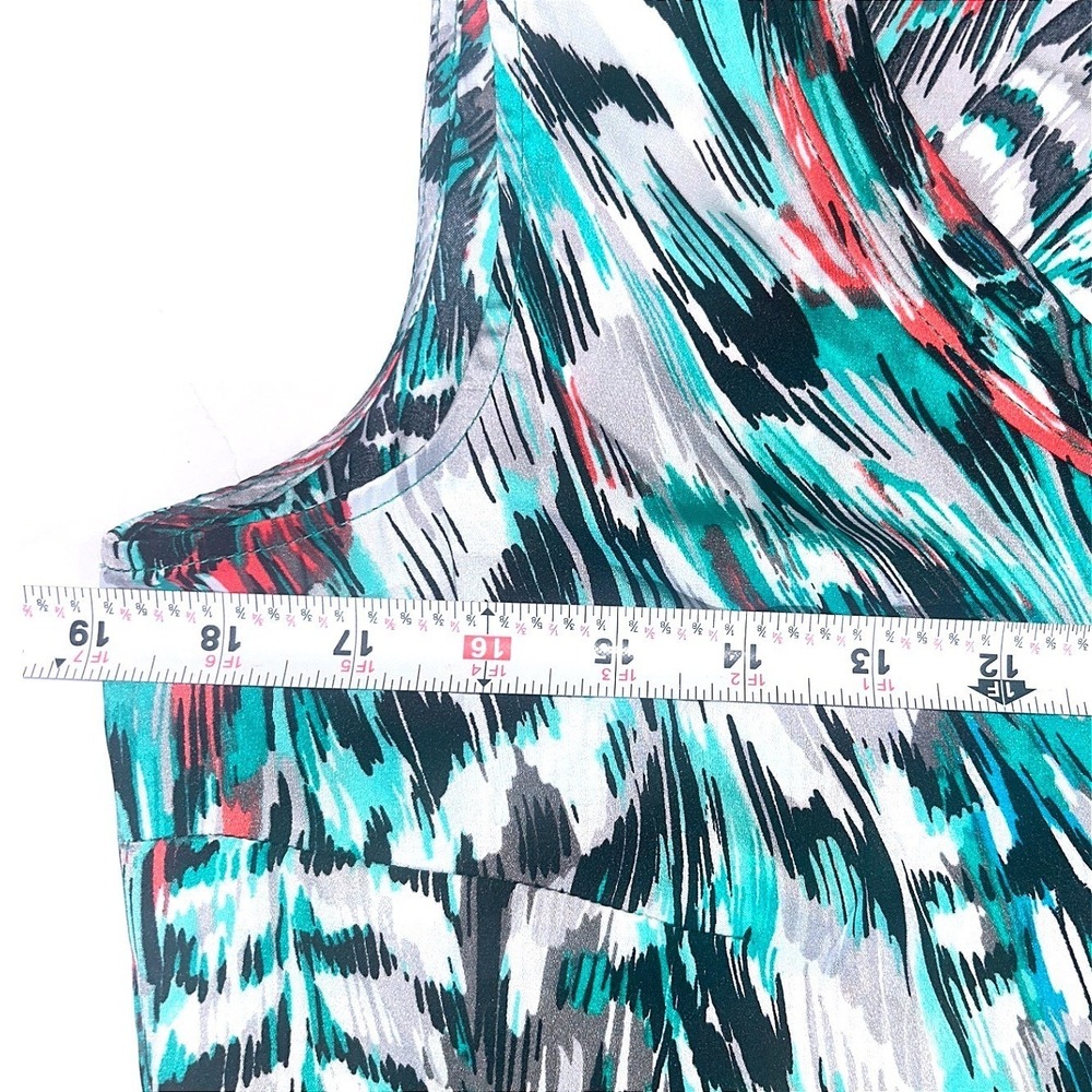 Kasper Sleeveless Abstract Print Blouse Green Black Red Women's M 2011 - Picture 6 of 7